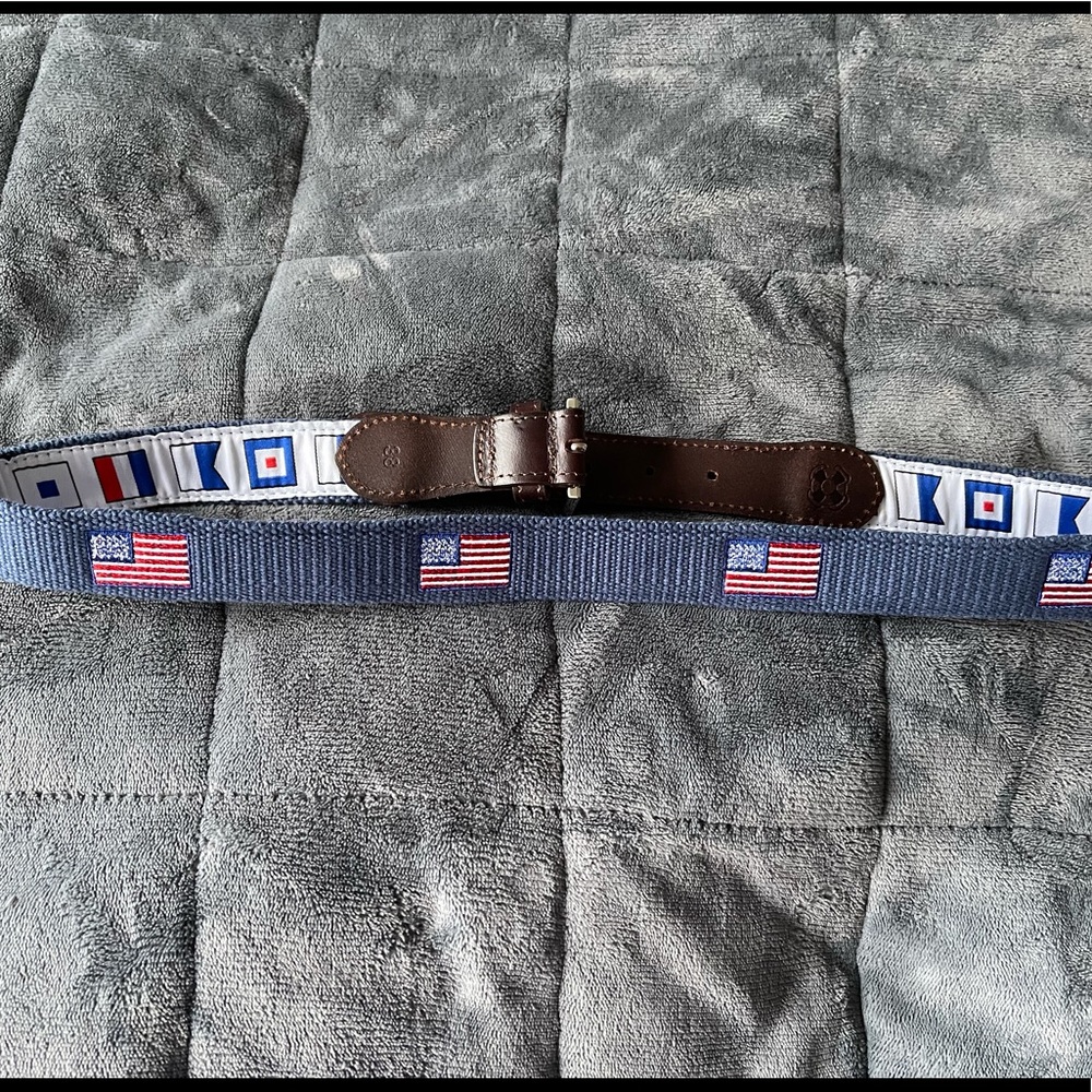 NWOT KIEL JAMES PATRICK MENS AMERICAN FLAG RIBBON BELT SIZE 38 WAIST